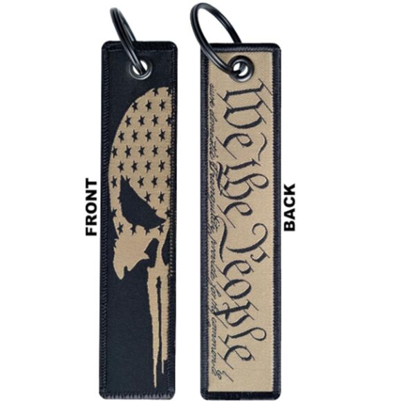 Black 1776 USA Flag License Plates with 2 Long Stitched Keychains - Picture 4 of 5